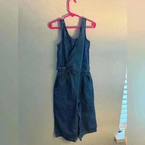 Cat & Jack Denim Romper Size Small Elastic Waist Side Tie Jumper Girls